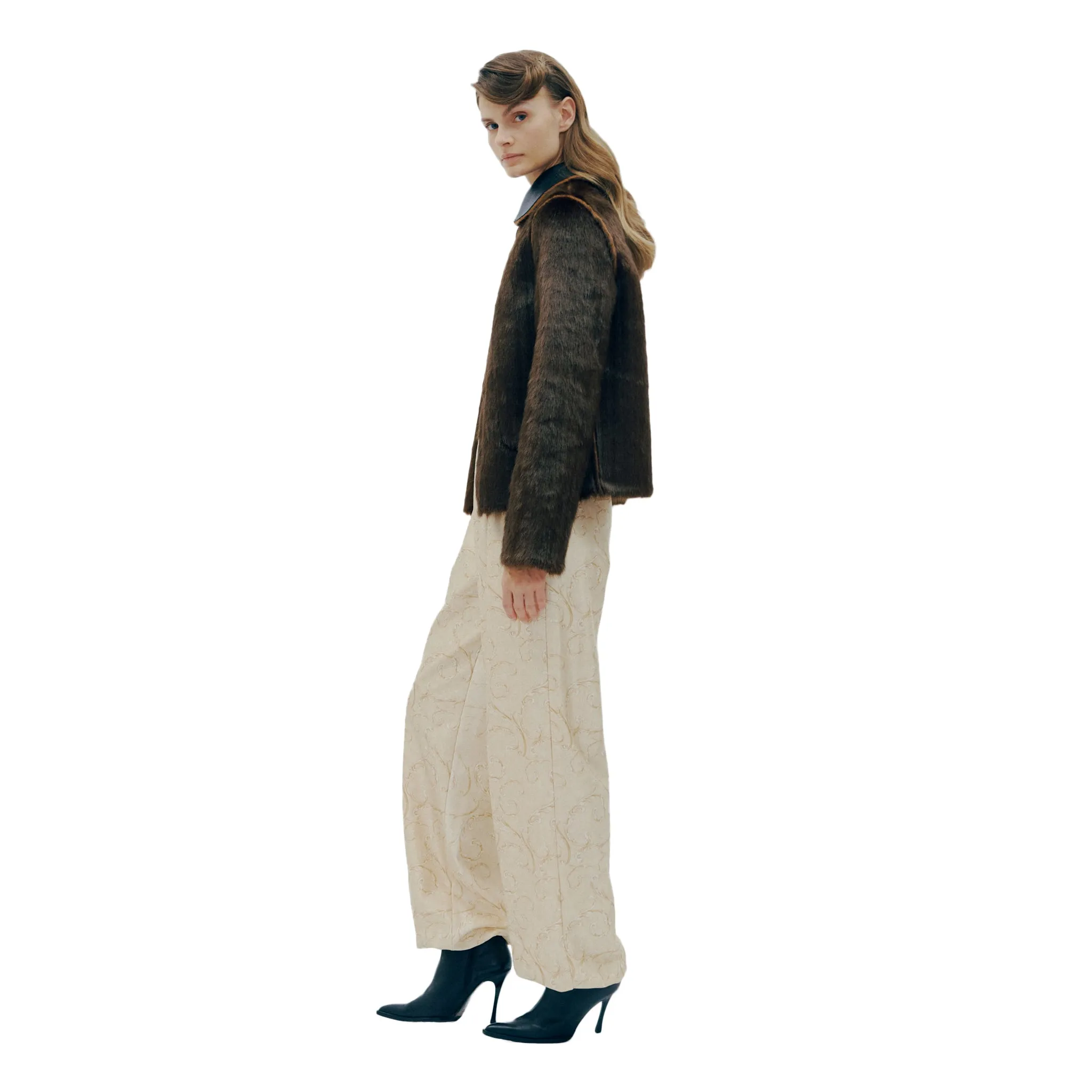 Rose Reversible Black Faux Leather & Brown Faux Fur Jacket