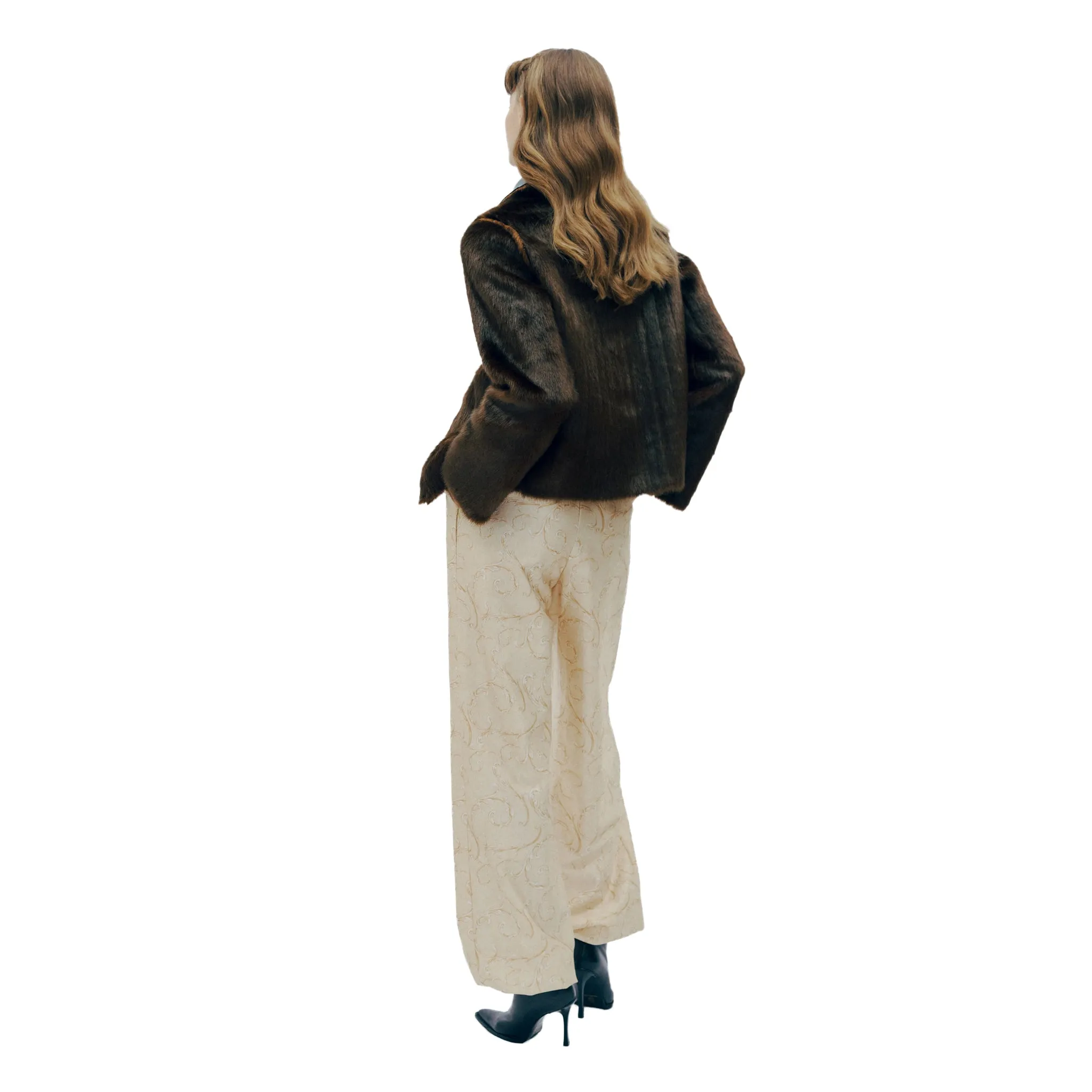 Rose Reversible Black Faux Leather & Brown Faux Fur Jacket