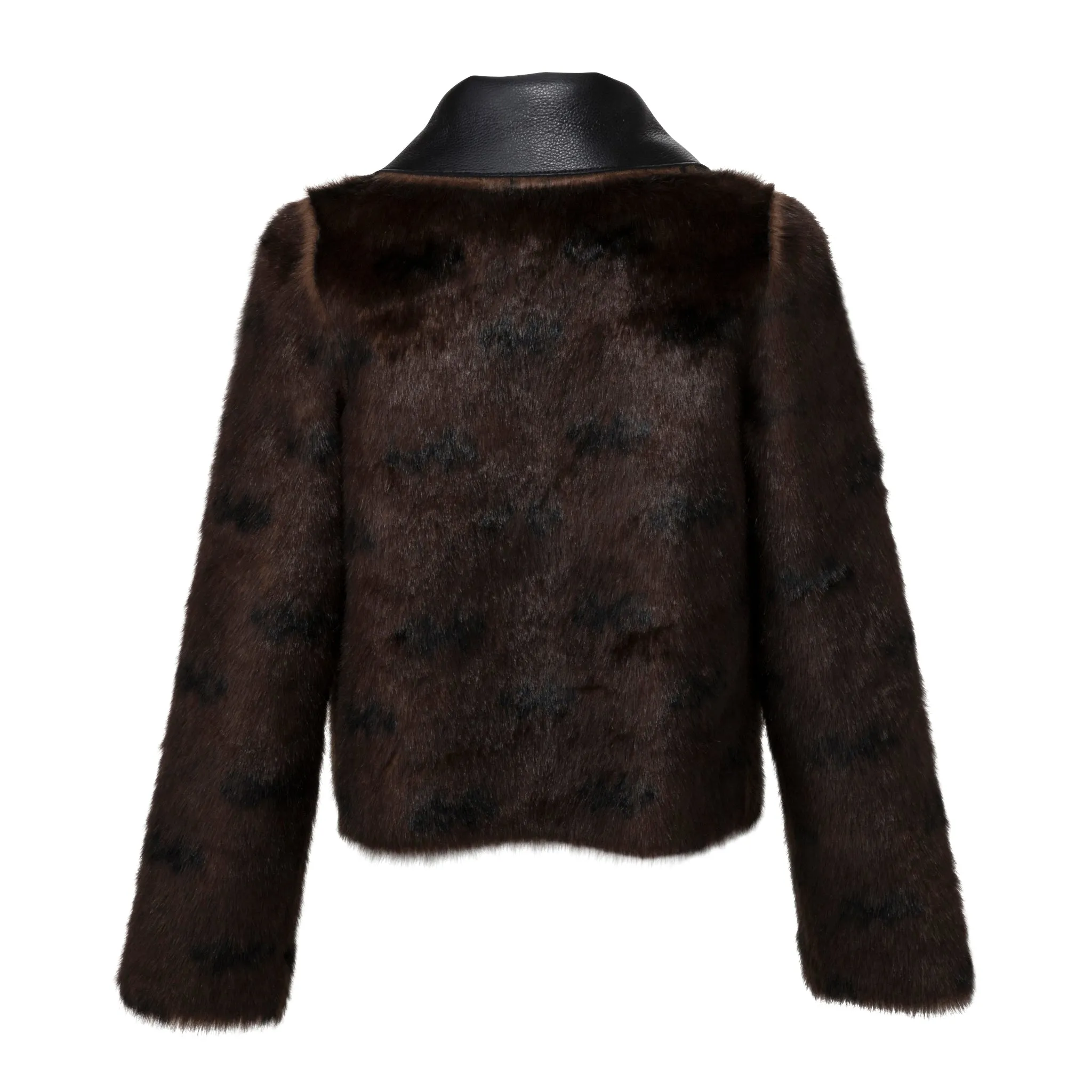 Rose Reversible Black Faux Leather & Brown Faux Fur Jacket