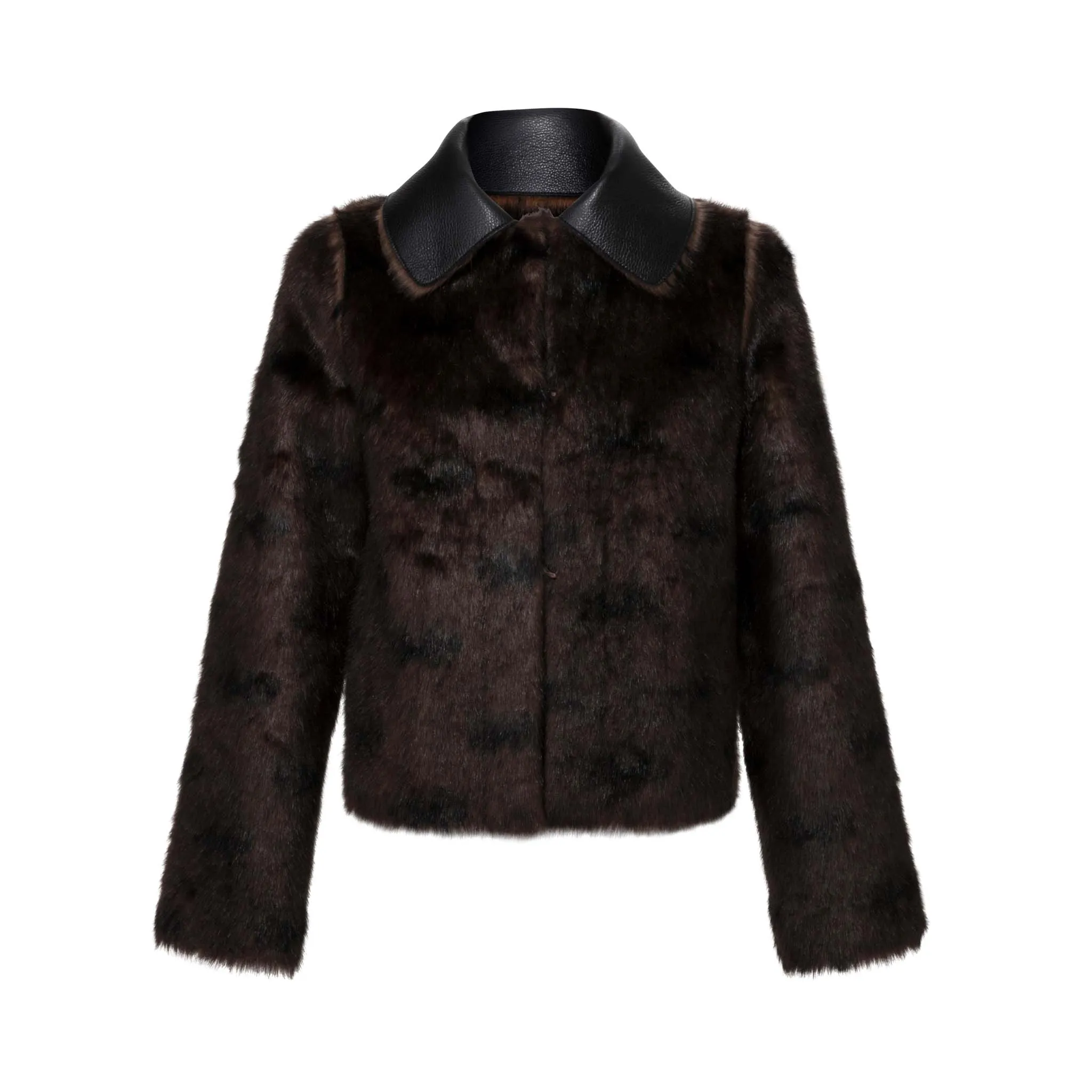 Rose Reversible Black Faux Leather & Brown Faux Fur Jacket