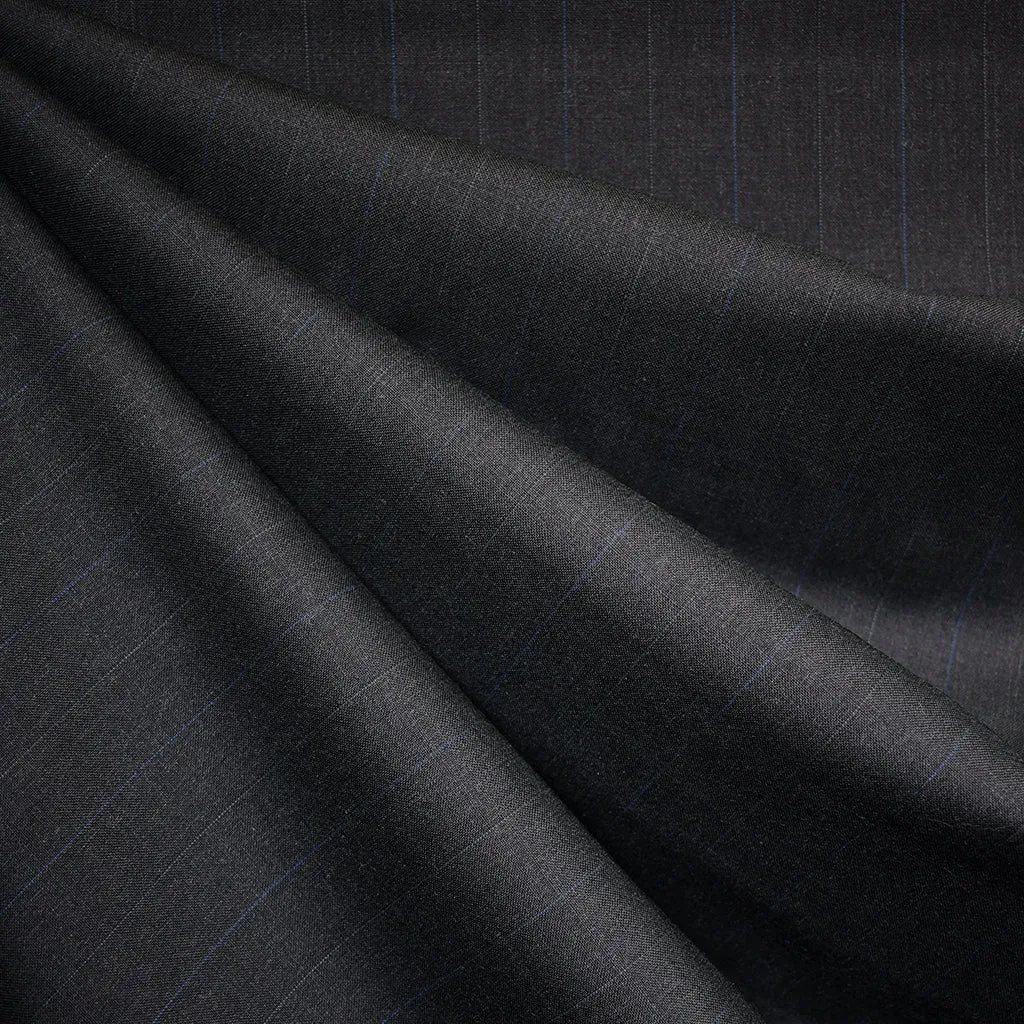 Subtle Pin Stripe Fine Wool Suiting Charcoal/Blue SY