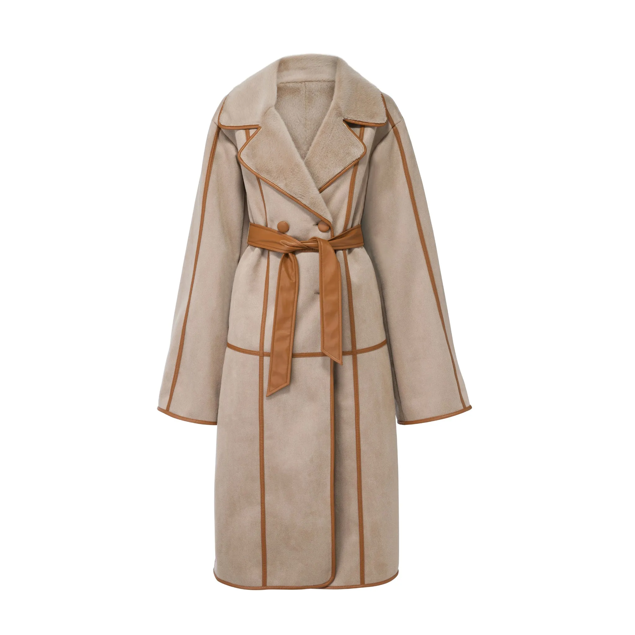 Sweet Pea Sand Reversible Bonded Faux Suede & Faux Fur Coat
