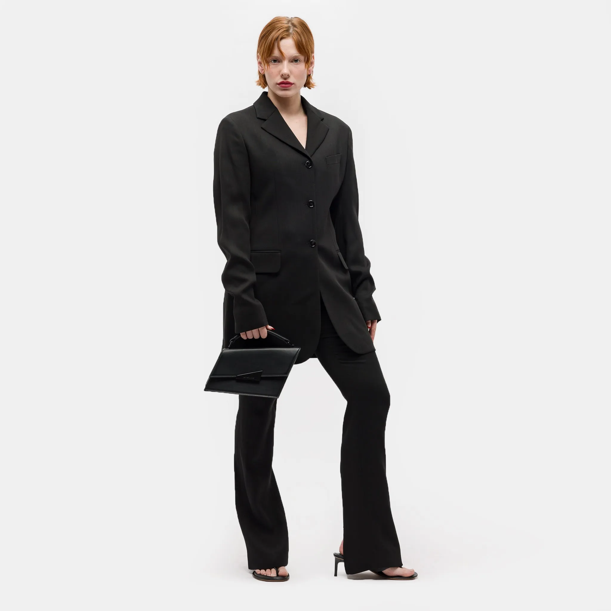 Tailored Wool Blend Trousers in Black