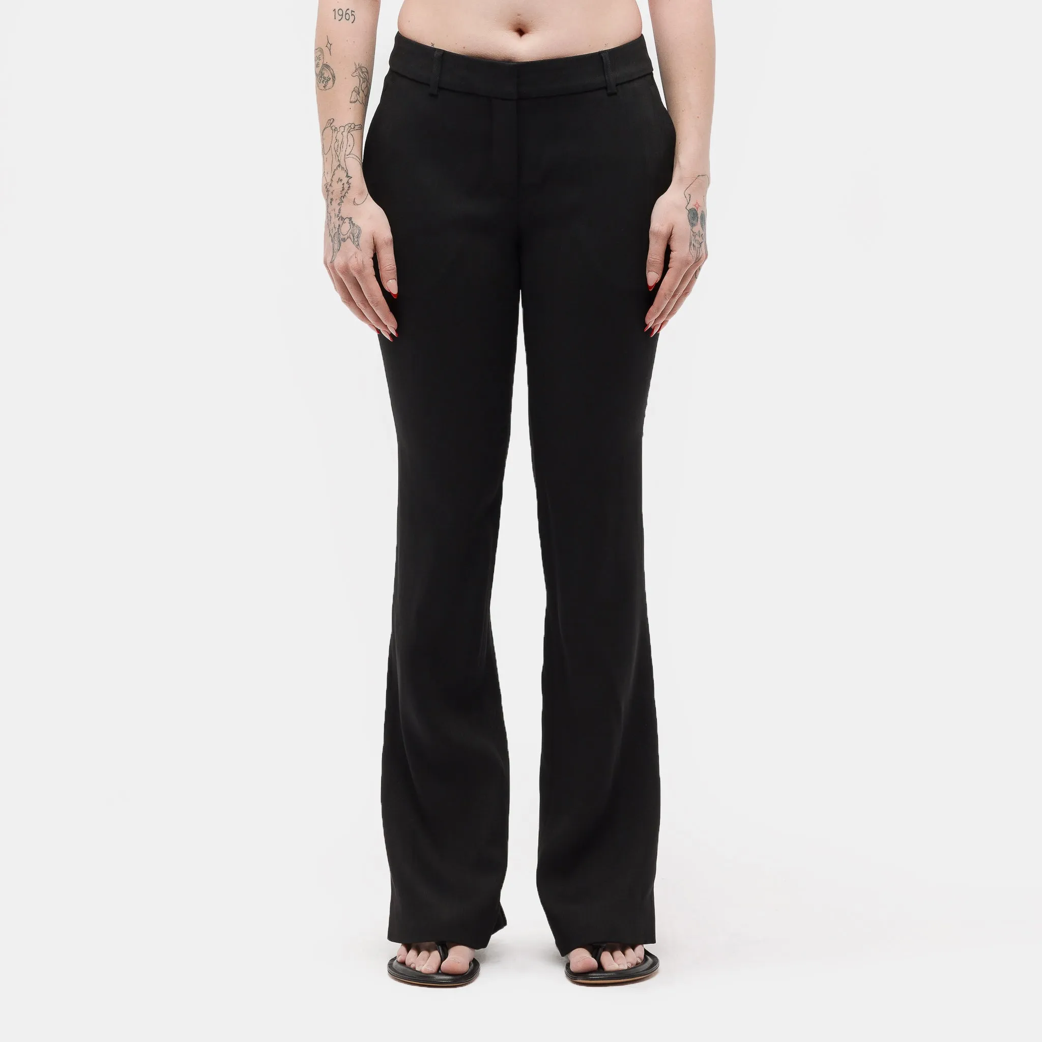 Tailored Wool Blend Trousers in Black