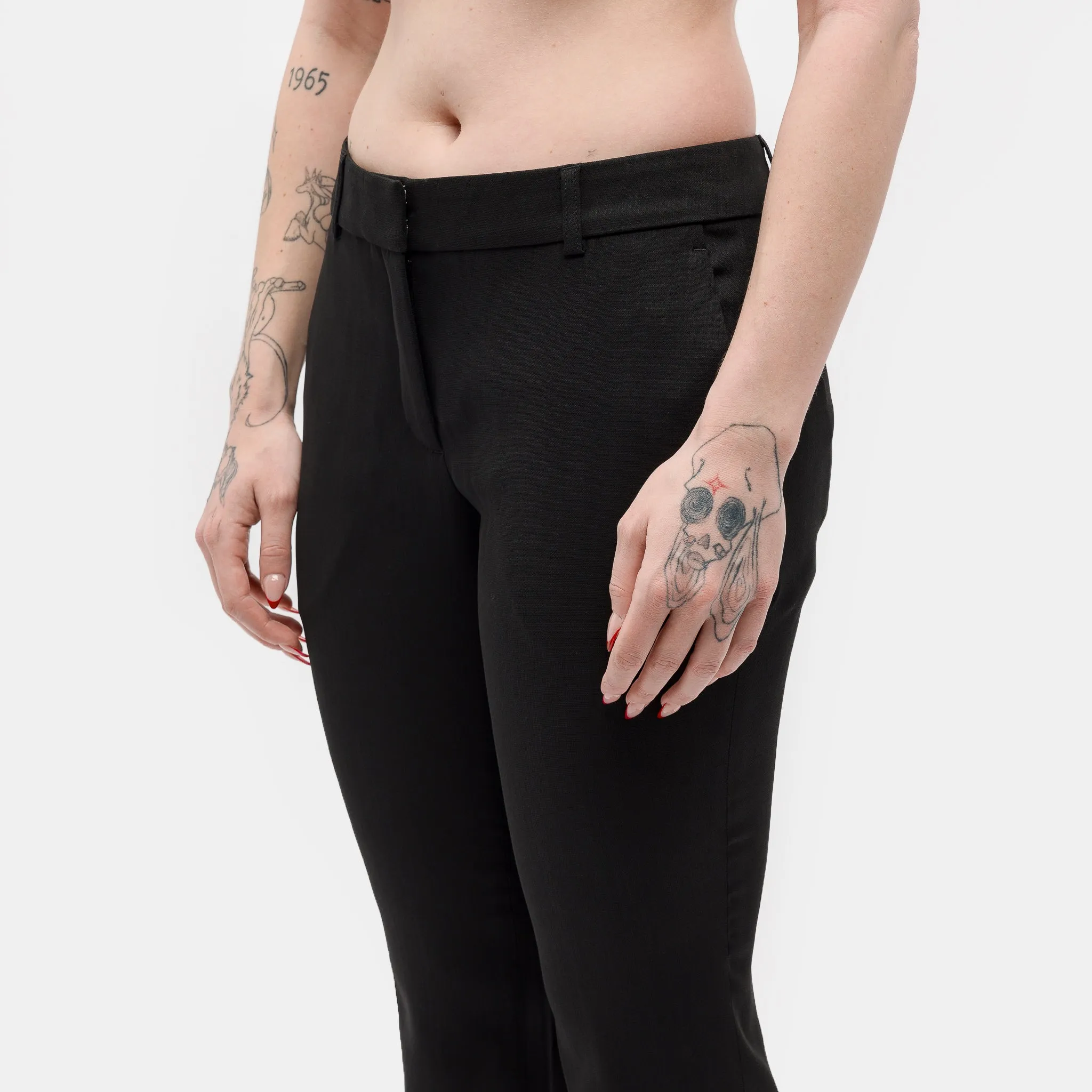Tailored Wool Blend Trousers in Black