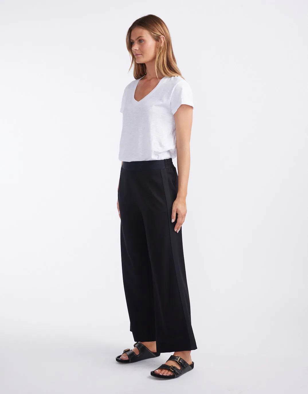 Timeless Spring 7/8 Ponte Pant - Black/Black Stripe