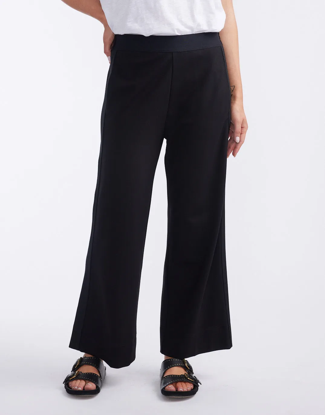 Timeless Spring 7/8 Ponte Pant - Black/Black Stripe