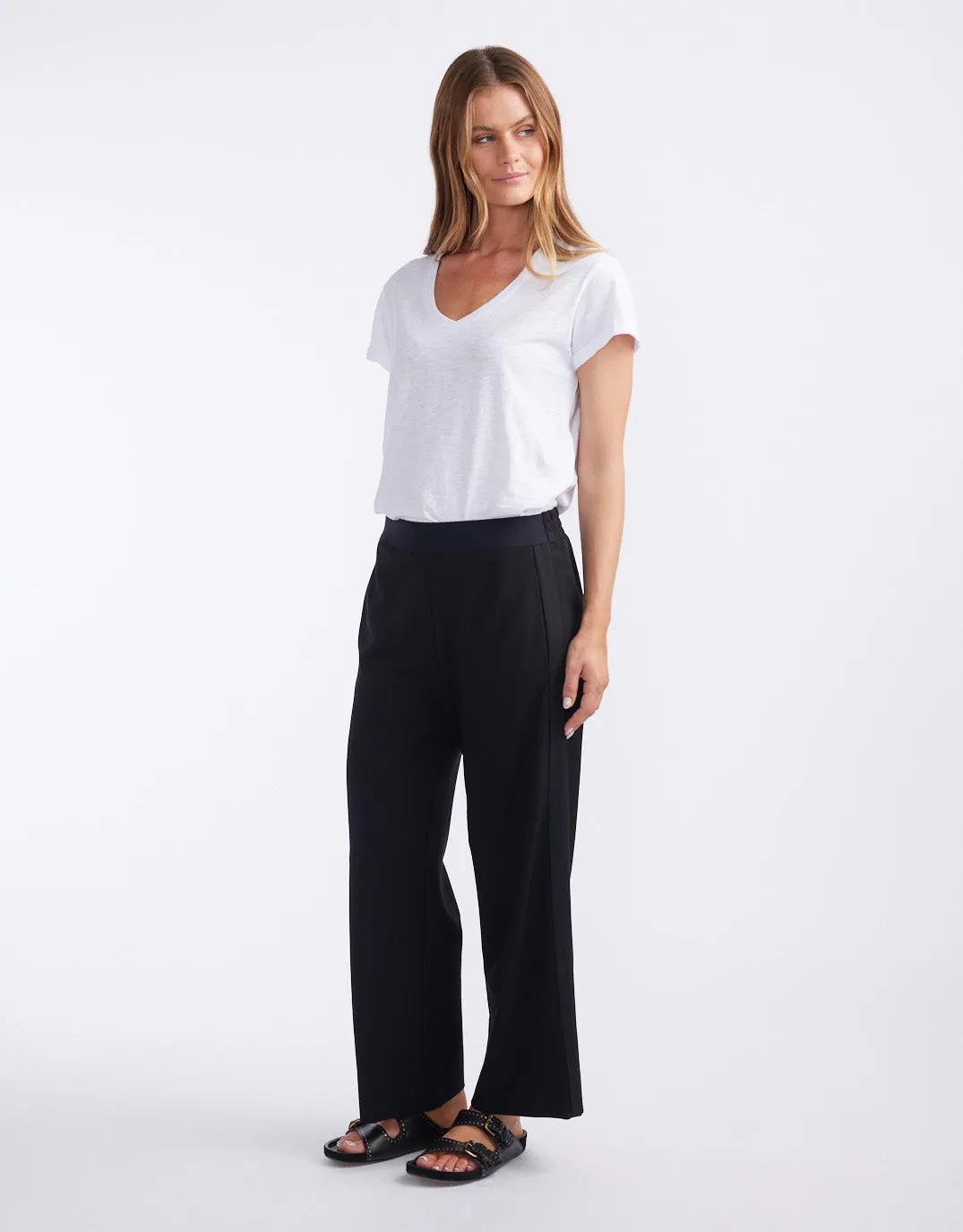 Timeless Spring 7/8 Ponte Pant - Black/Black Stripe