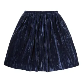TOCOTO VINTAGE NAVY VELVET MIDI SKIRT [FINAL SALE]