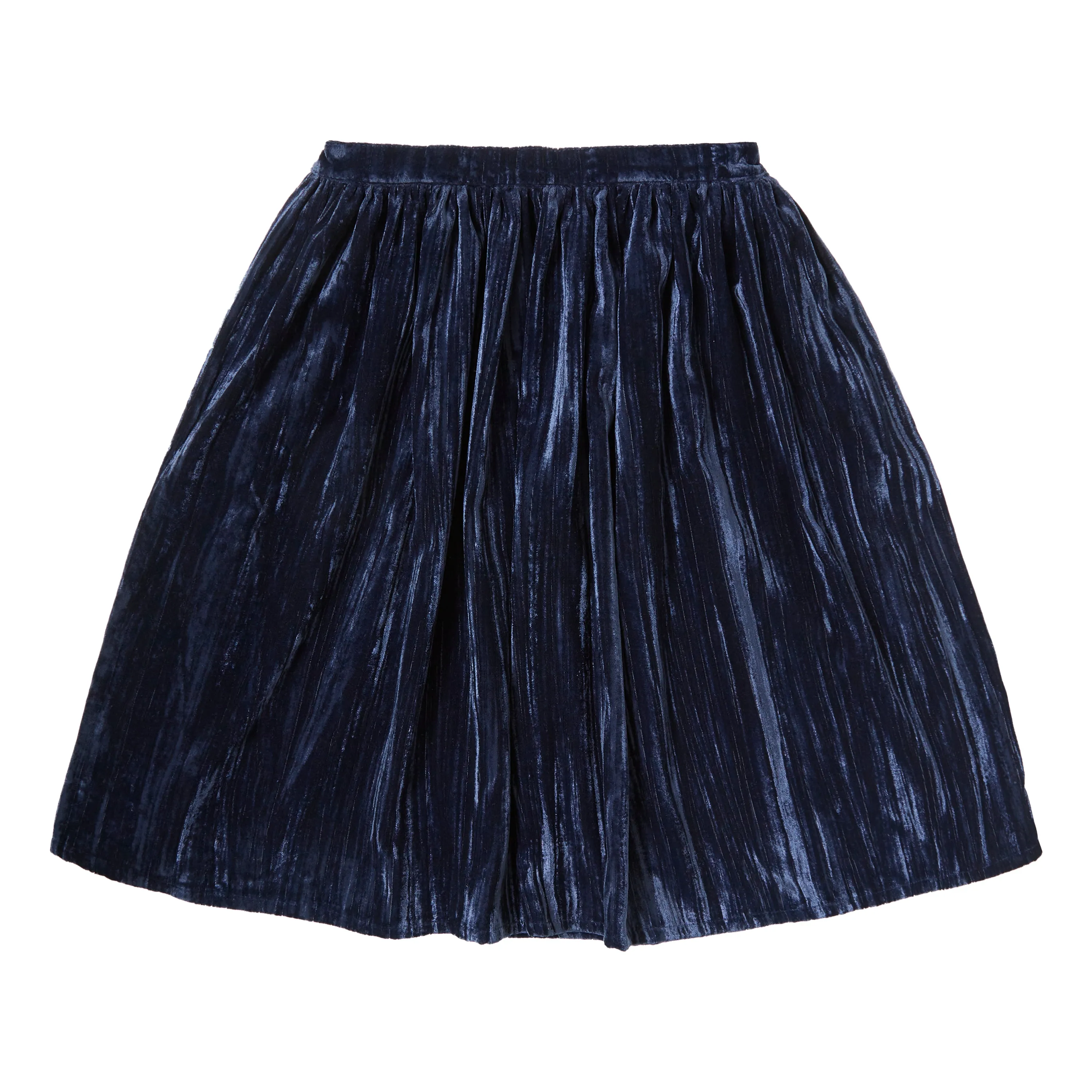 TOCOTO VINTAGE NAVY VELVET MIDI SKIRT [FINAL SALE]