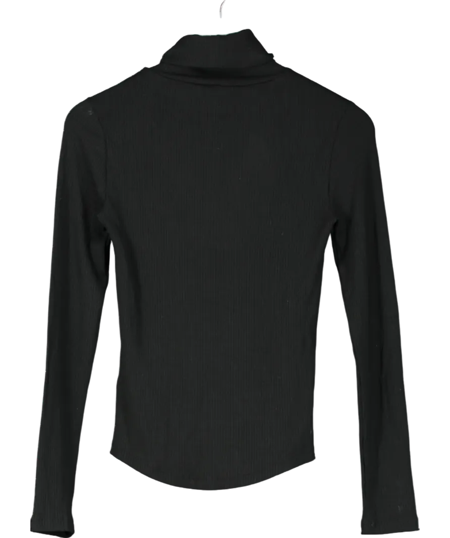 Tommy Hilfiger Black Ribbed Polo Neck Jumper UK XS