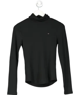 Tommy Hilfiger Black Ribbed Polo Neck Jumper UK XS