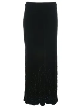 Velvet Black Midi Skirt - L