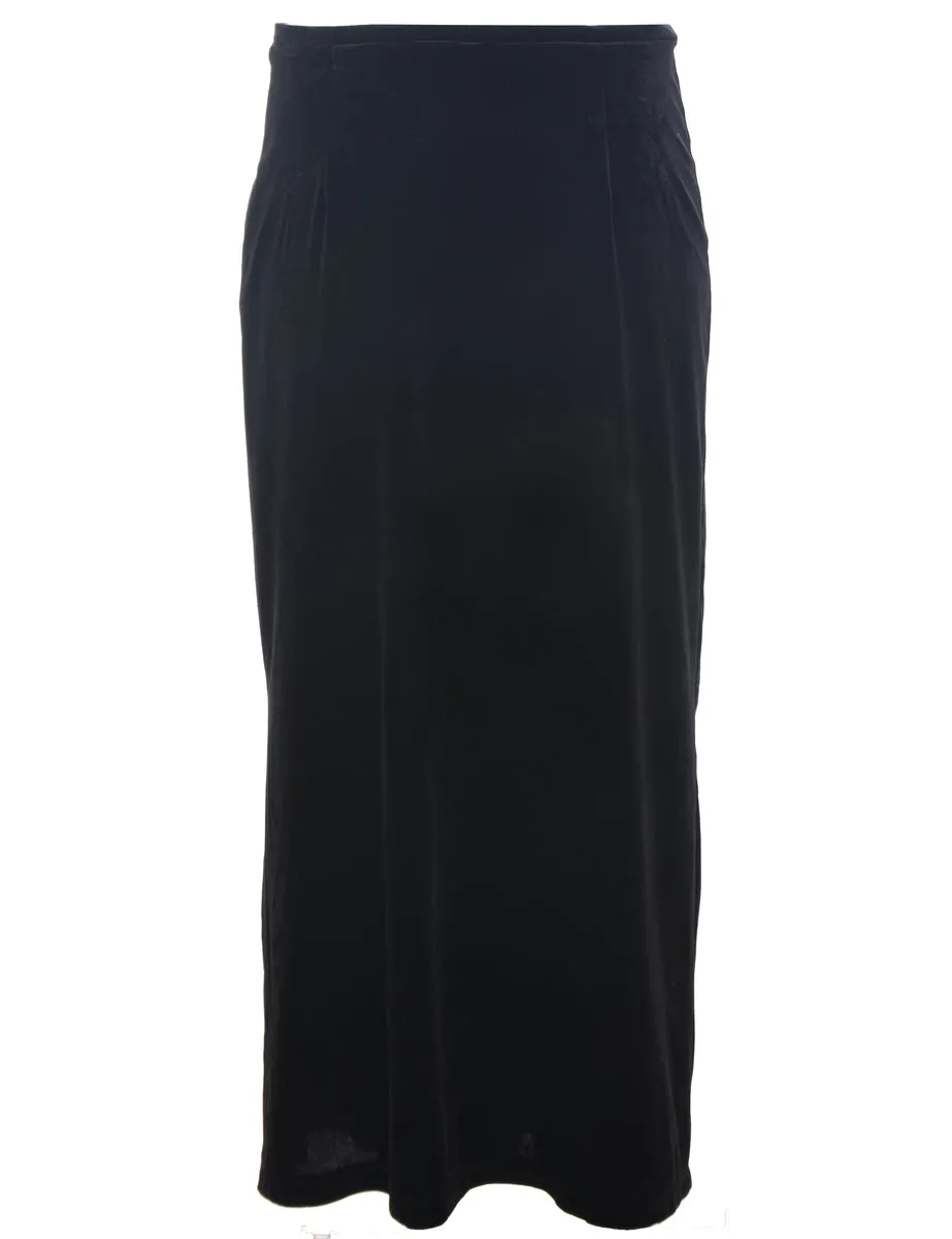 Velvet Black Midi Skirt - S