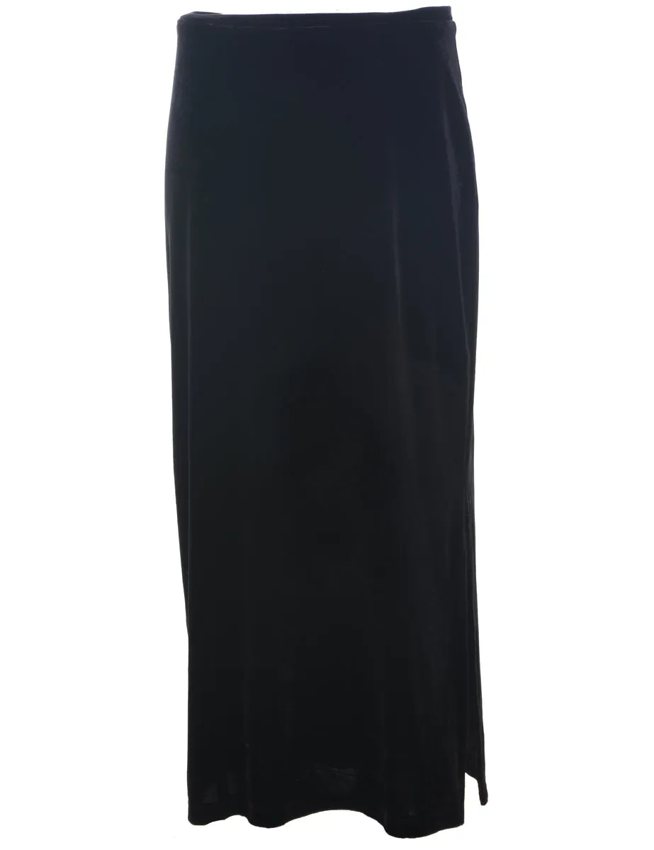 Velvet Black Midi Skirt - S