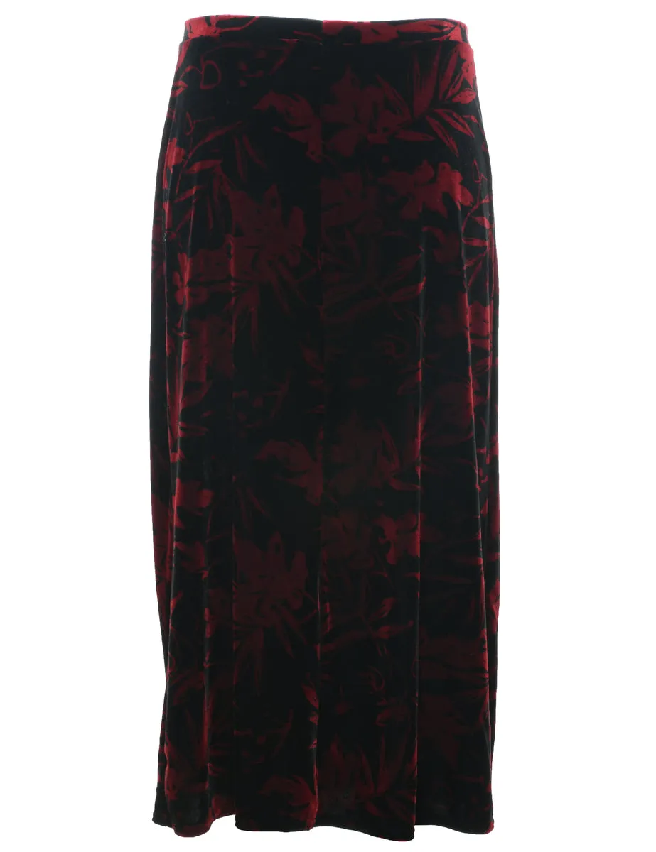 Velvet Foliage  Midi Skirt - S