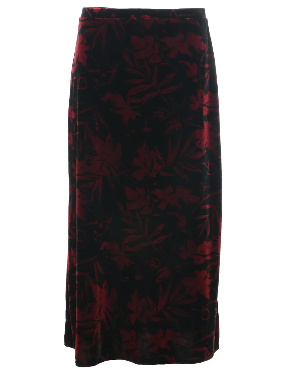 Velvet Foliage  Midi Skirt - S