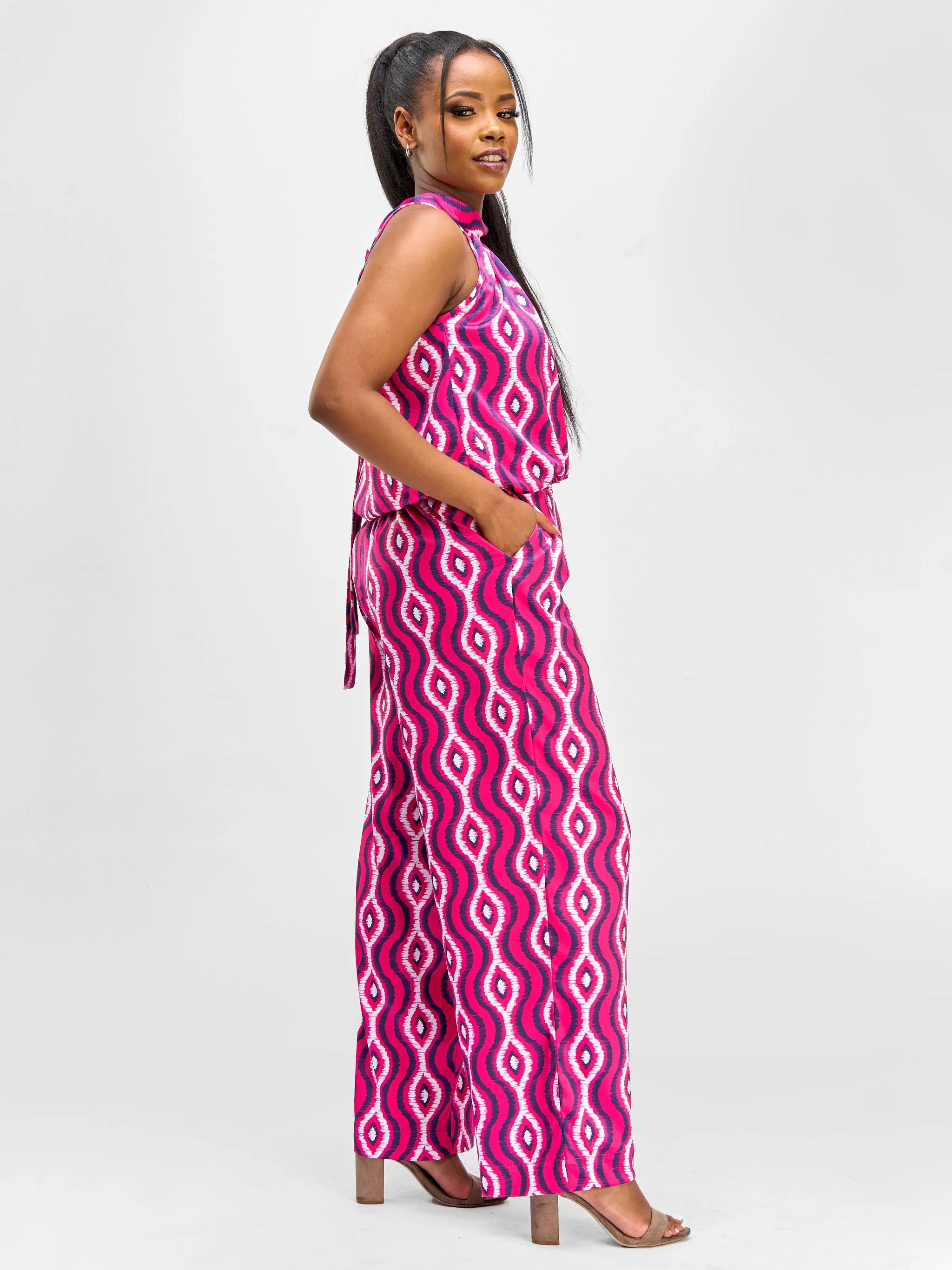 Vivo Nimali Satin Wide-Leg Pants - Rubi