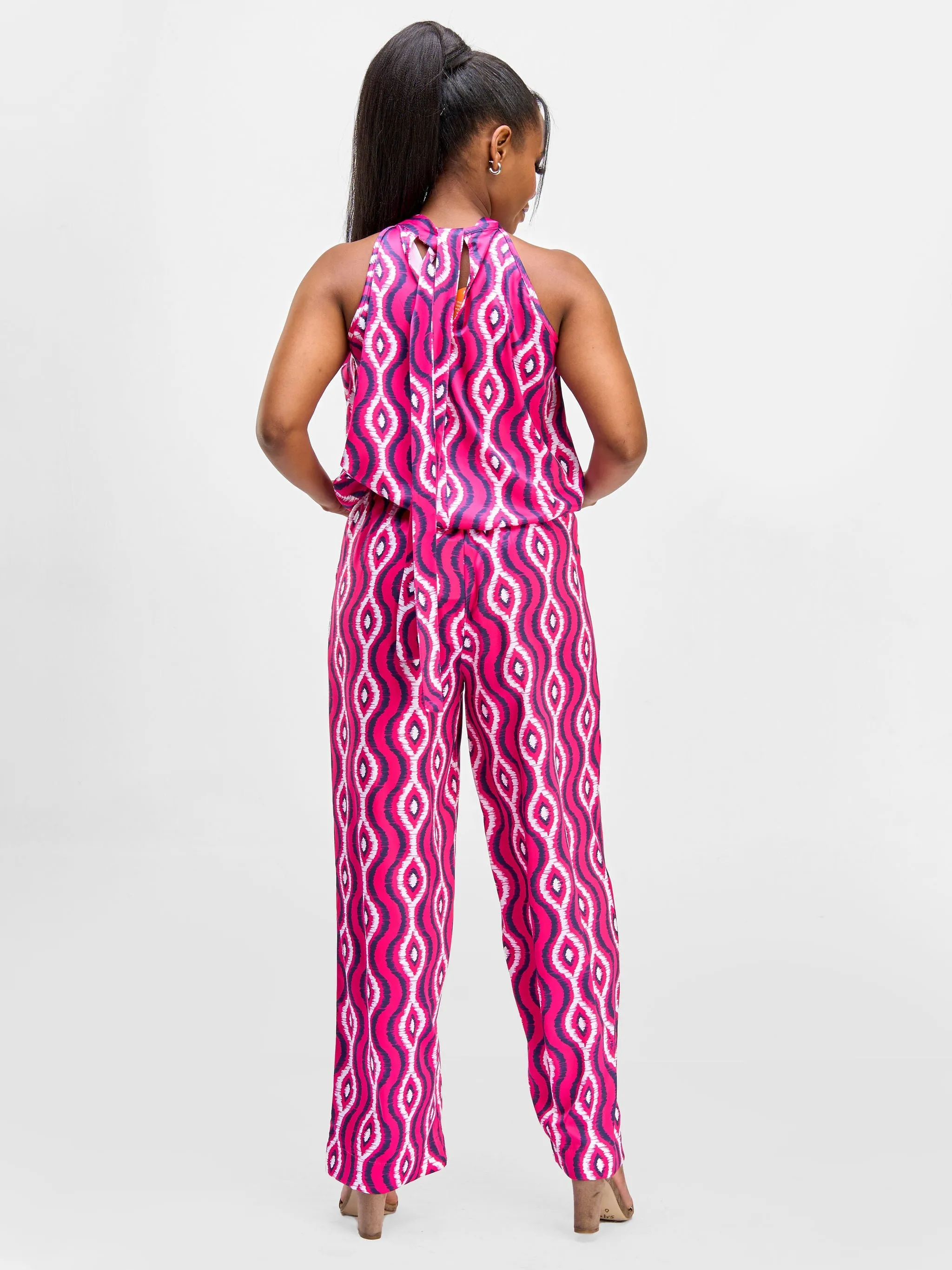 Vivo Nimali Satin Wide-Leg Pants - Rubi
