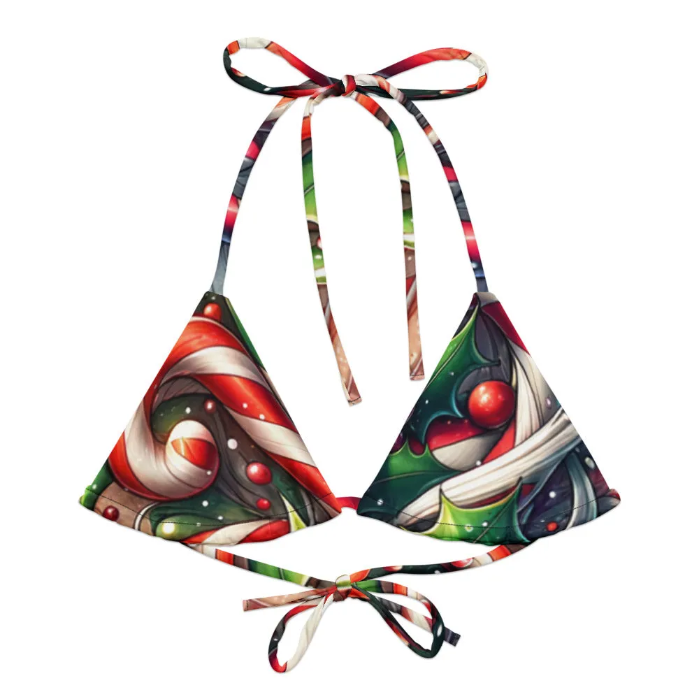 Whimsical Winter Wear Padded String Bikini Top