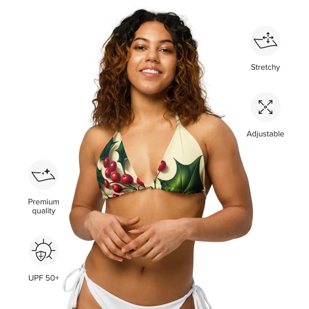 Whimsical Winter Wear Padded String Bikini Top
