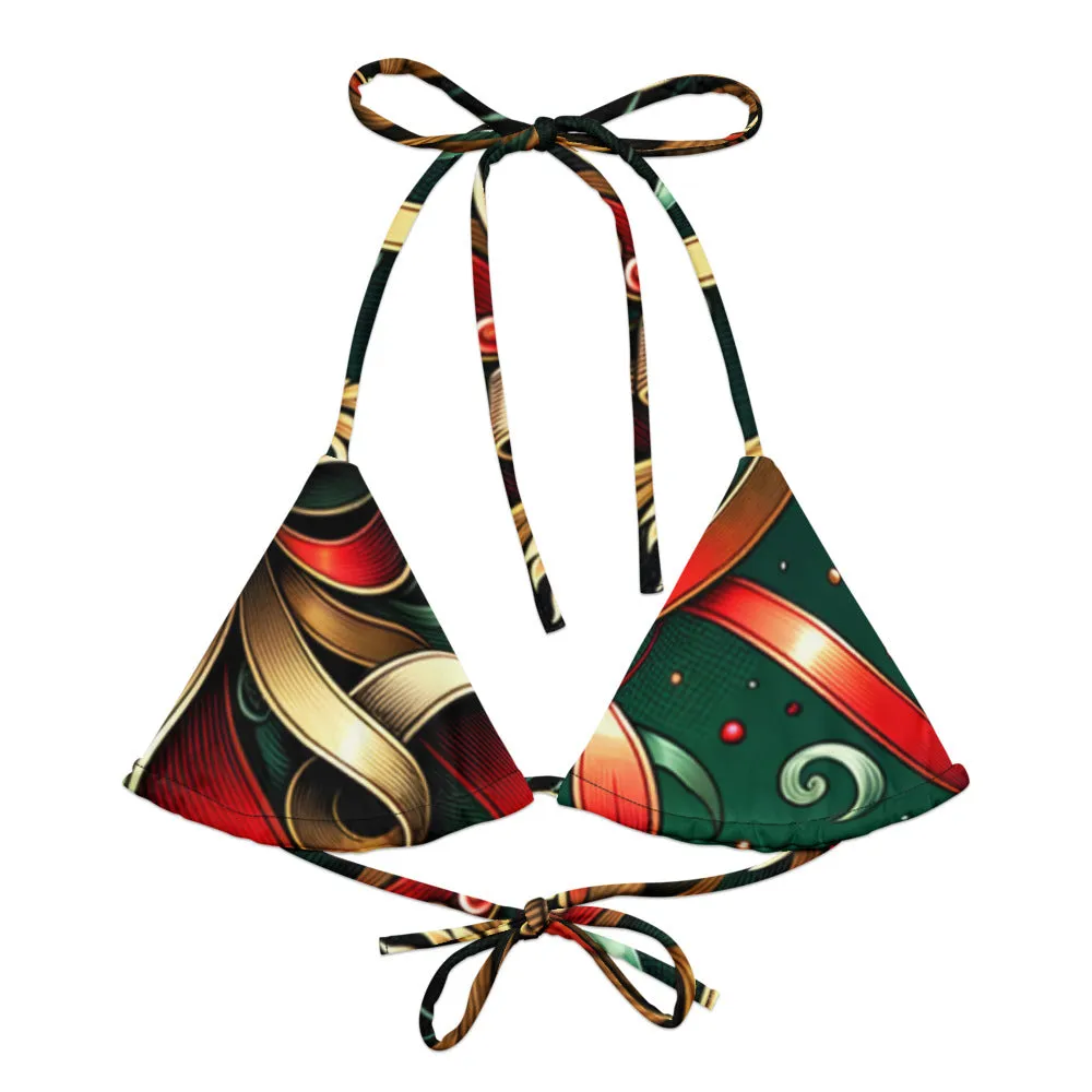 Whimsical Winter Wear Padded String Bikini Top
