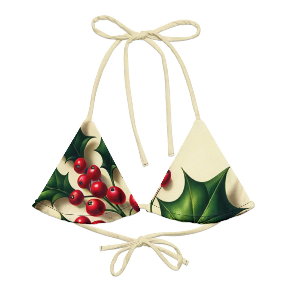 Whimsical Winter Wear Padded String Bikini Top