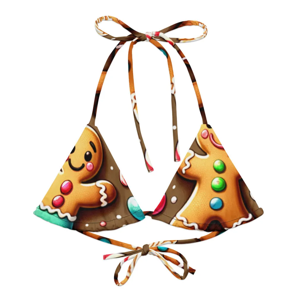 Whimsical Winter Wear Padded String Bikini Top