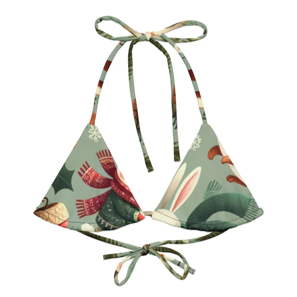 Whimsical Winter Wear Padded String Bikini Top