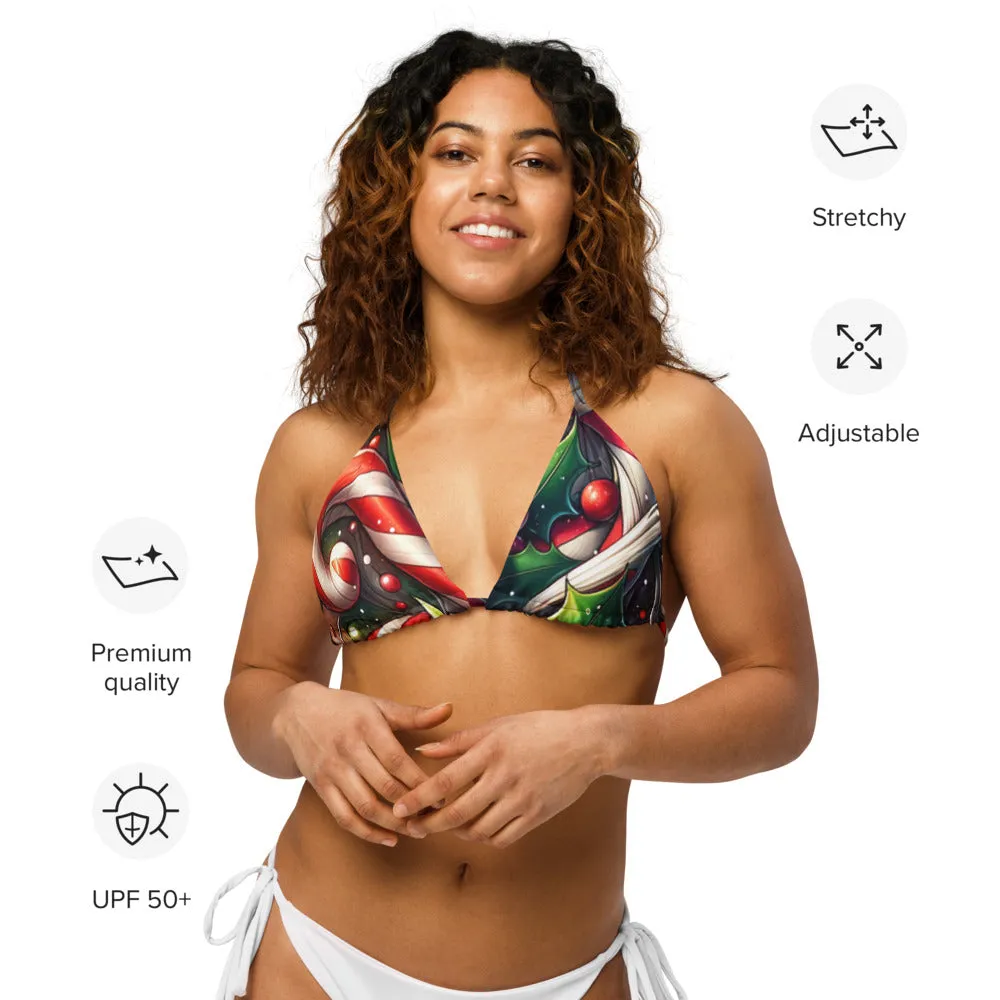Whimsical Winter Wear Padded String Bikini Top