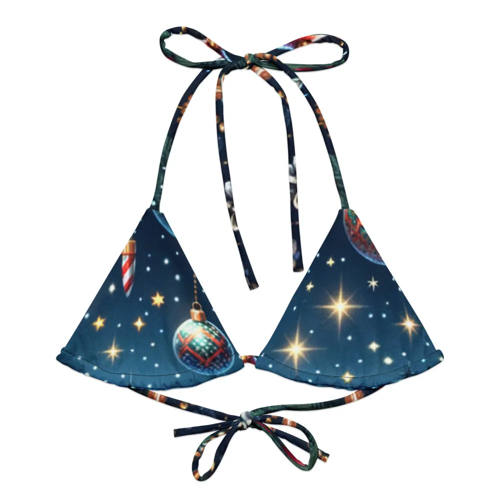 Whimsical Winter Wear Padded String Bikini Top