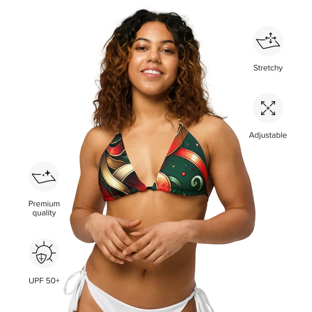 Whimsical Winter Wear Padded String Bikini Top