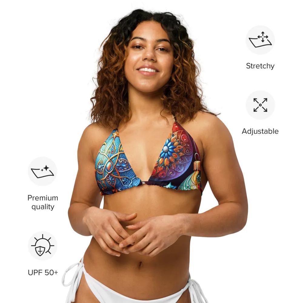 Whimsical Winter Wear Padded String Bikini Top