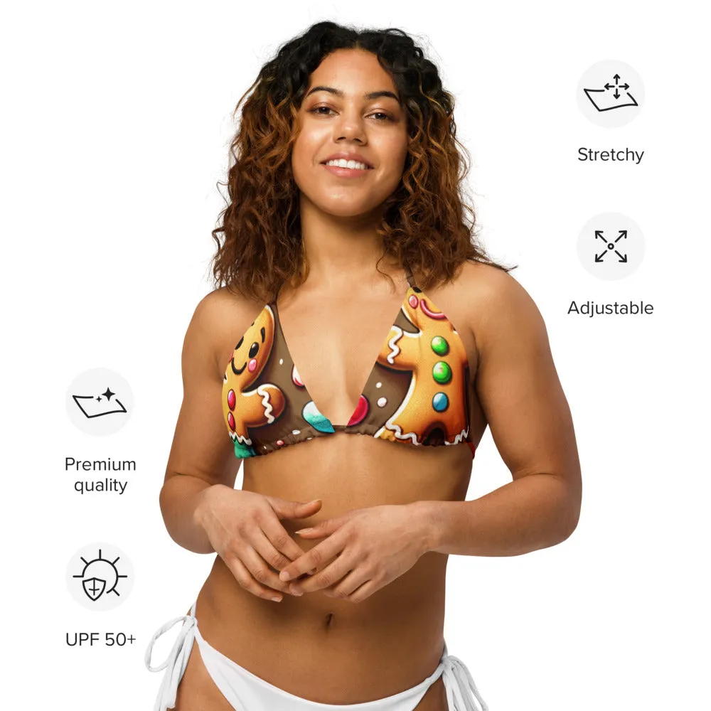 Whimsical Winter Wear Padded String Bikini Top