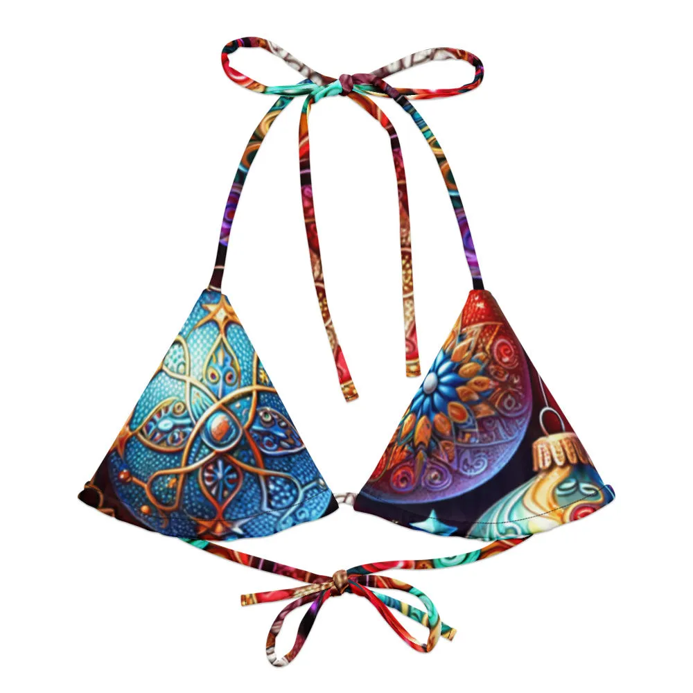 Whimsical Winter Wear Padded String Bikini Top