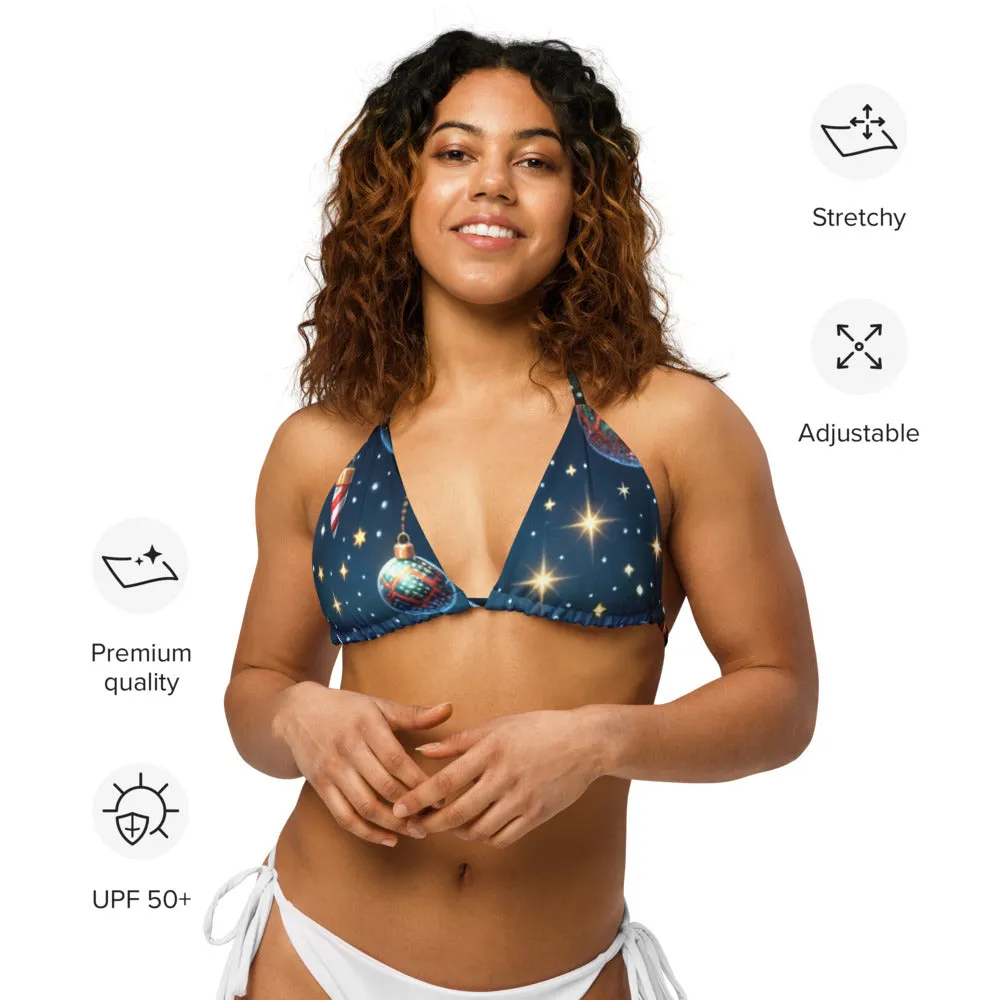 Whimsical Winter Wear Padded String Bikini Top