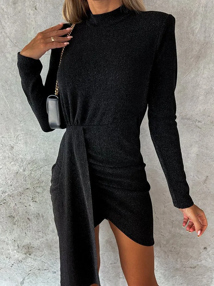 Women's Dresses Solid Half Turtleneck Slim Fit Slit Dress