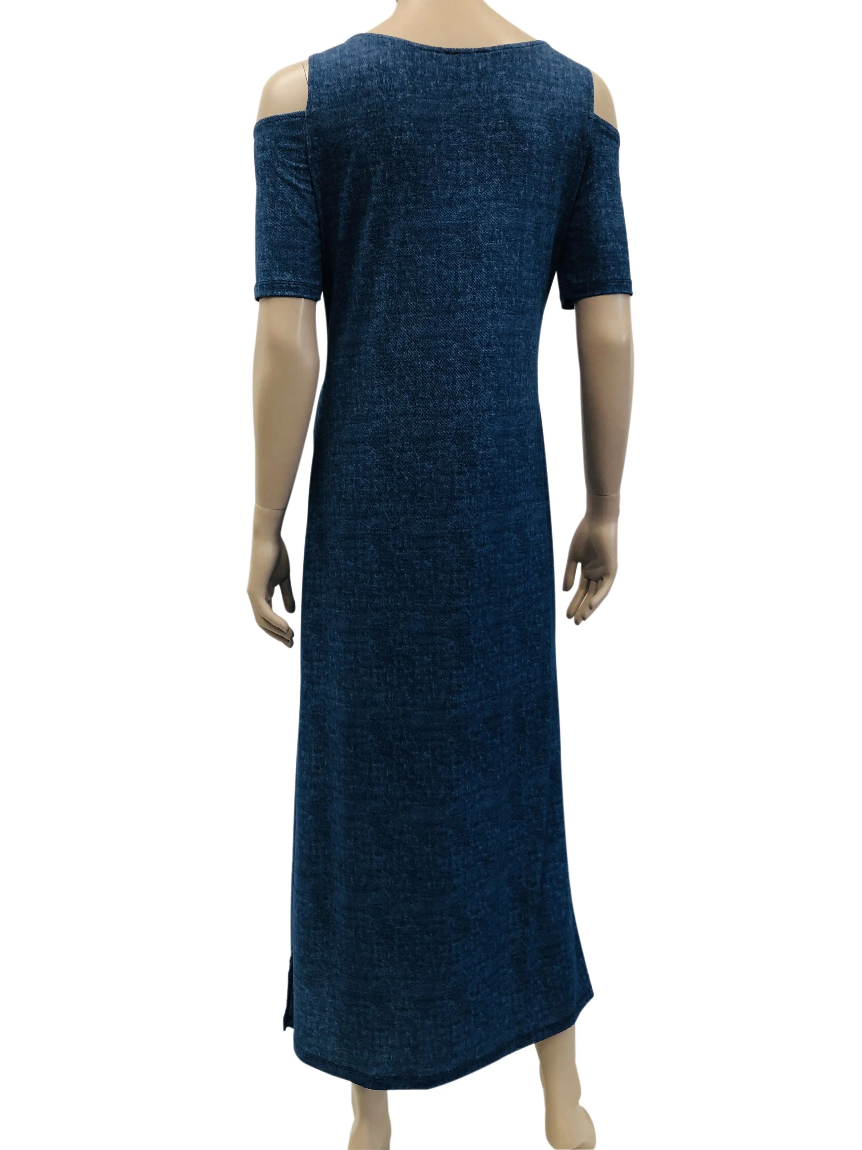 Women's Maxi dress On Sale Now 80 Off Denim Blue High Quality Stretch fabric maxi Dress on sale Now